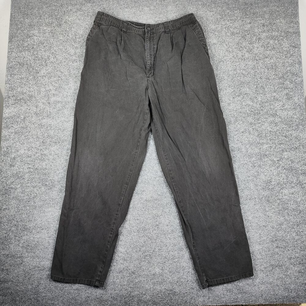 Vintage Brittania Pants Mens 40x30 Gray Pleated Elastic Waist Chino USA Relaxed
